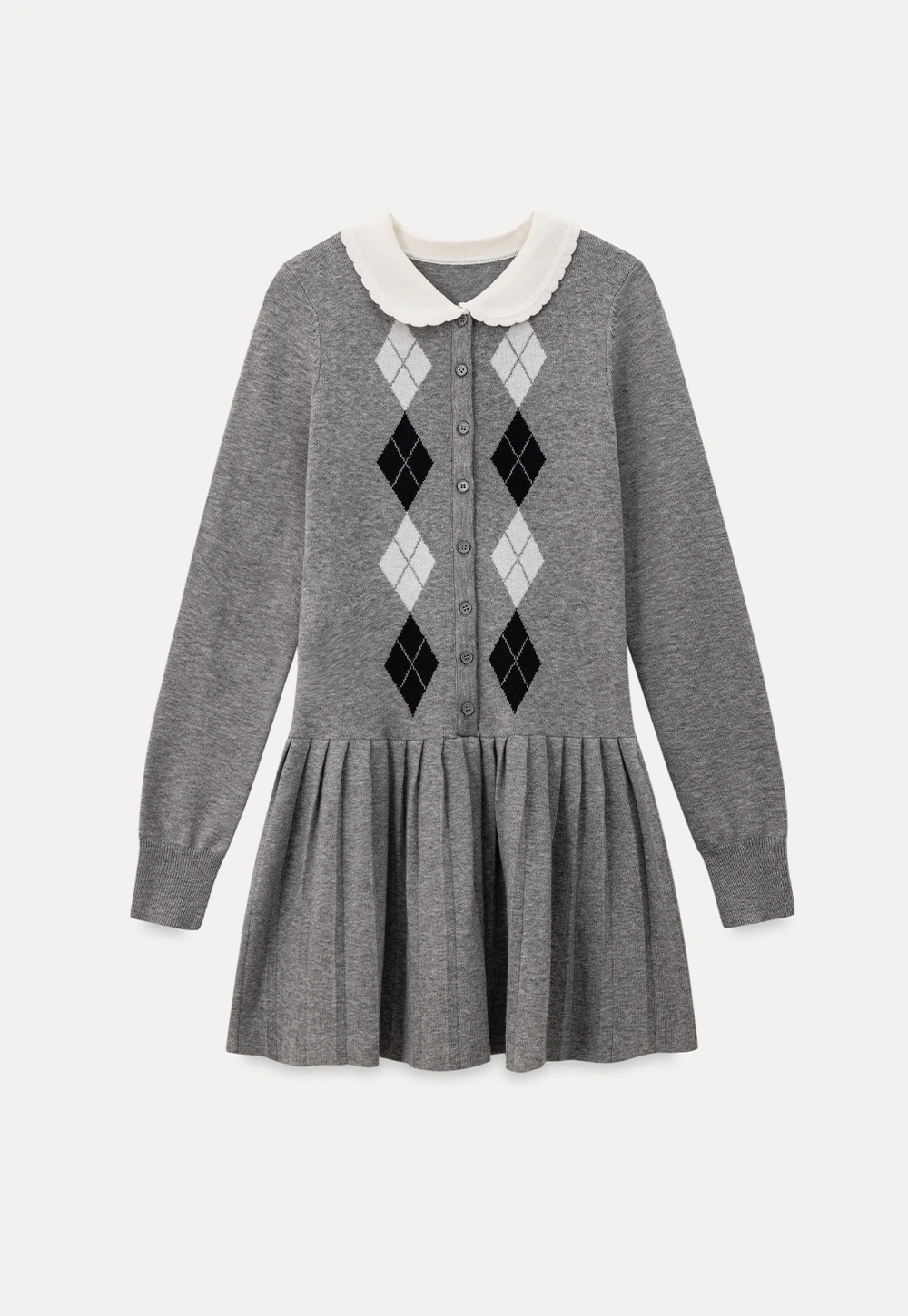 Argyle Knit Dress with Peter Pan Collar