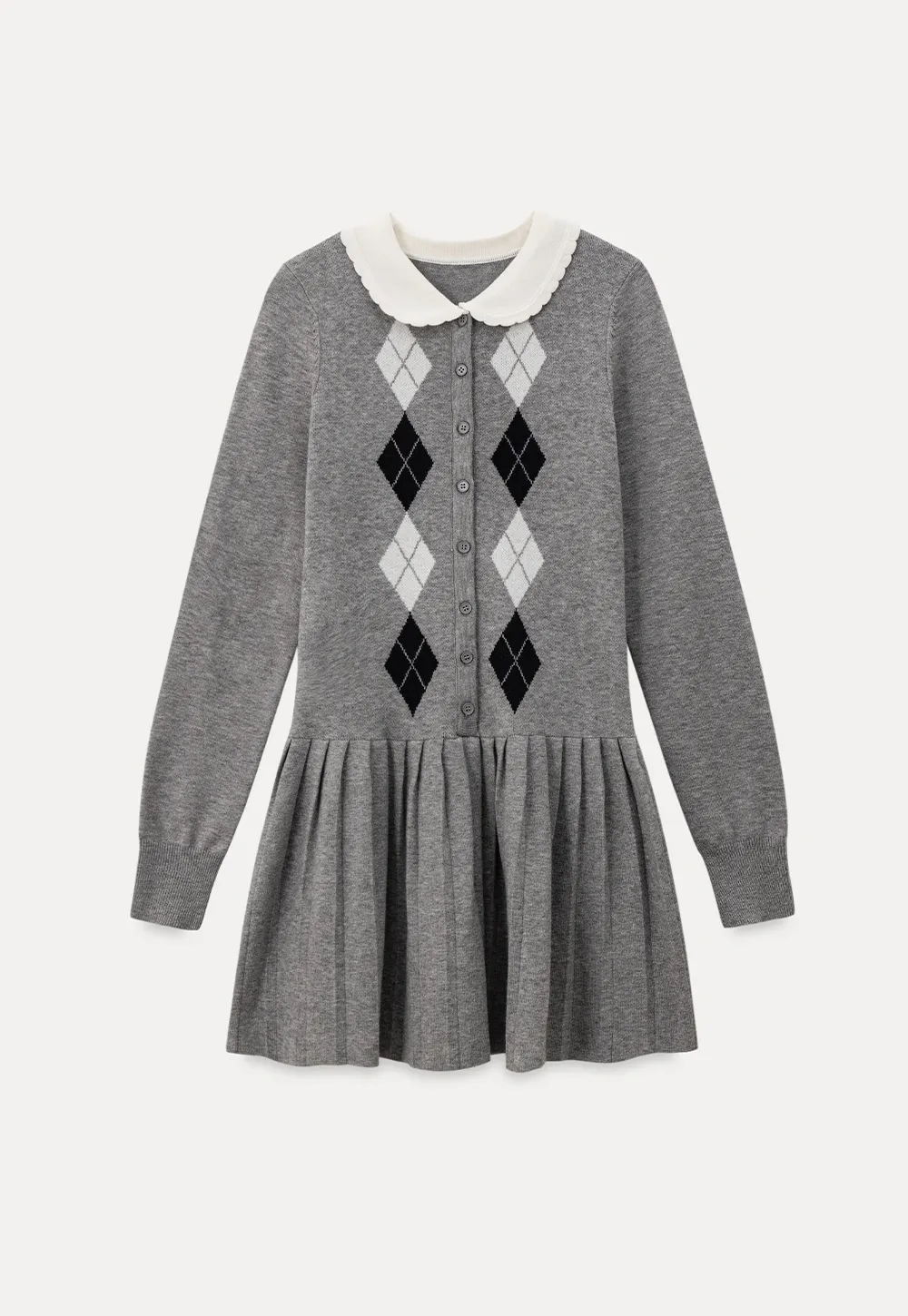 Argyle Knit Dress with Peter Pan Collar