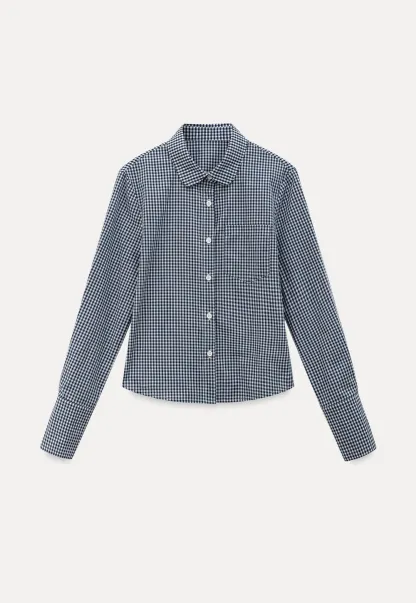 Women Classic Gingham Checkered Button-Up Shirt