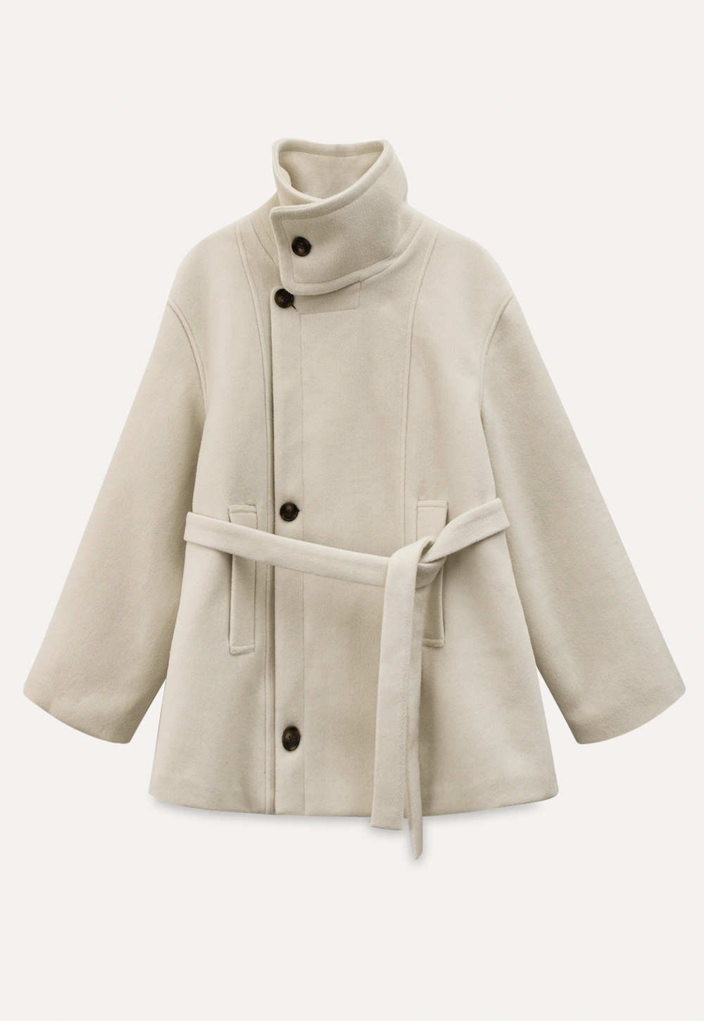 Elegant Wool Coat with Belted Waist Design