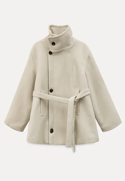 Elegant Wool Coat with Belted Waist Design