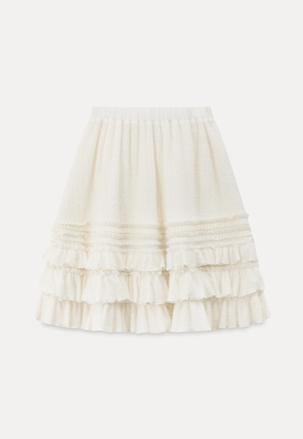 Women White Ruffled Skirt with Tiered Design