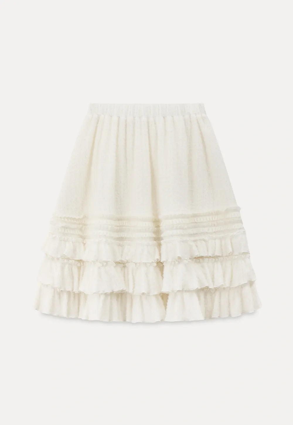 Women White Ruffled Skirt with Tiered Design