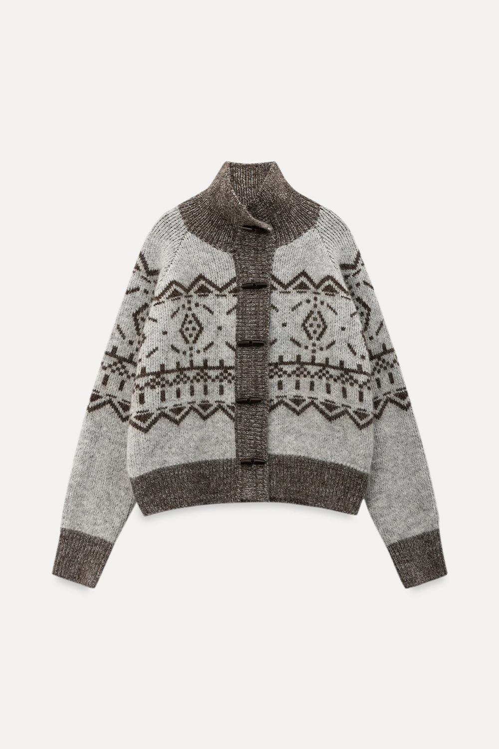 Vintage-Inspired Fair Isle Turtleneck Knit Sweater