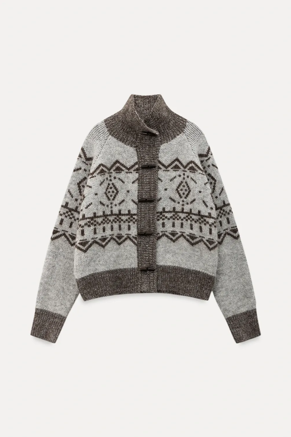 Vintage-Inspired Fair Isle Turtleneck Knit Sweater
