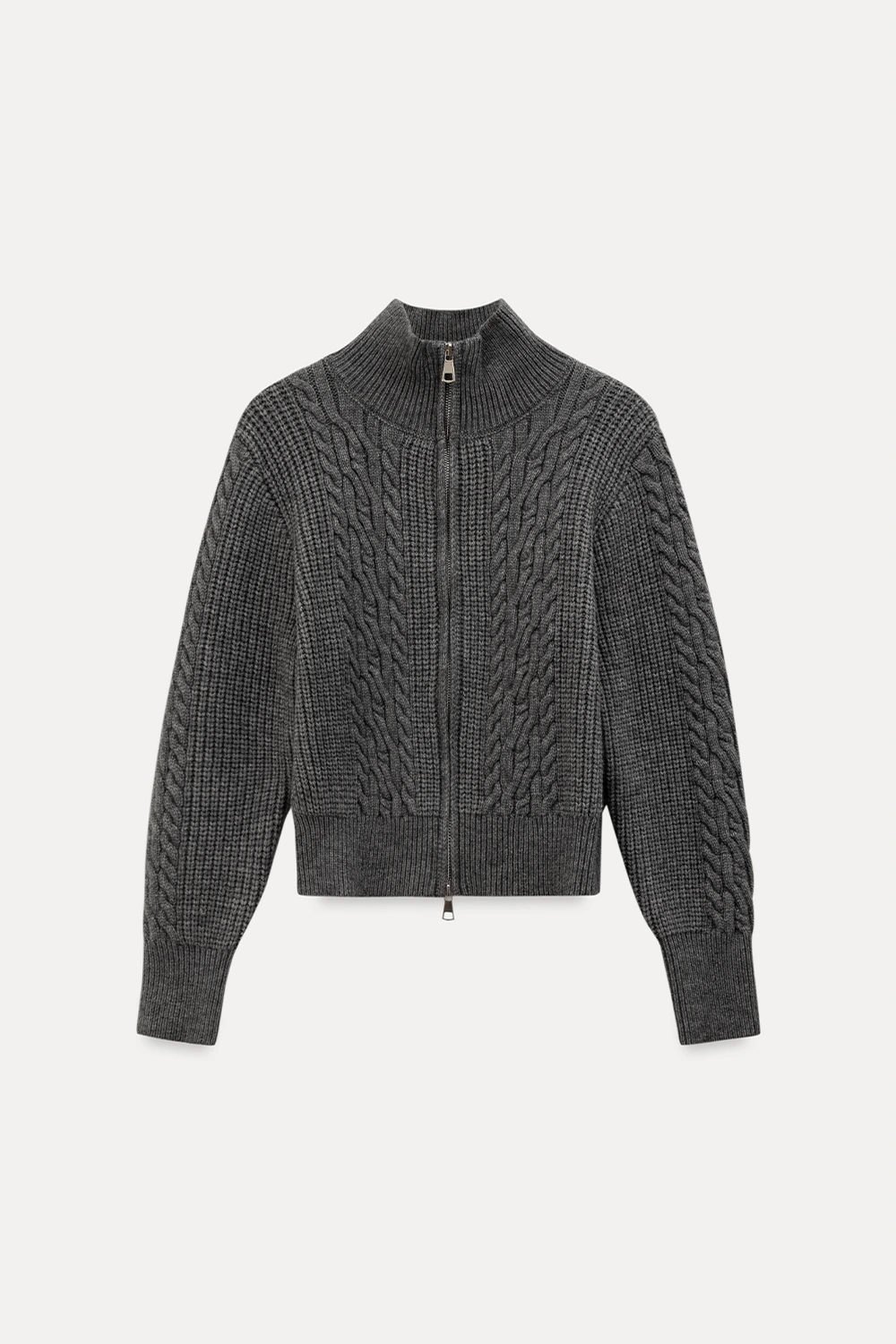 Cable Knit Zip-Up Sweater and Skirt Set