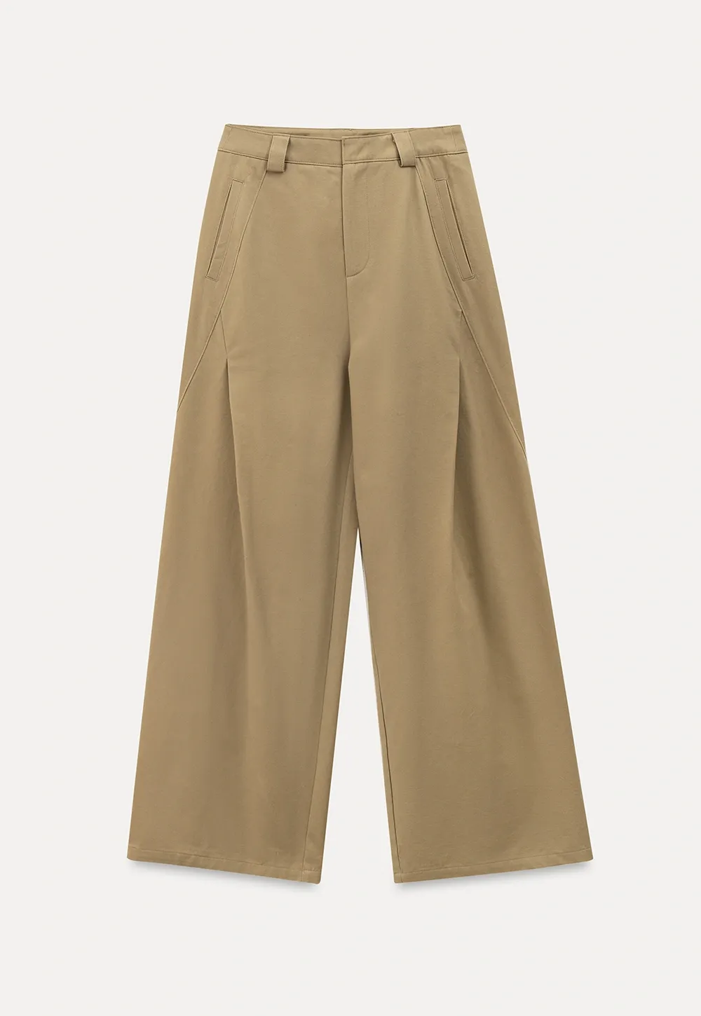 Wide leg high waist casual pants with back pocket design