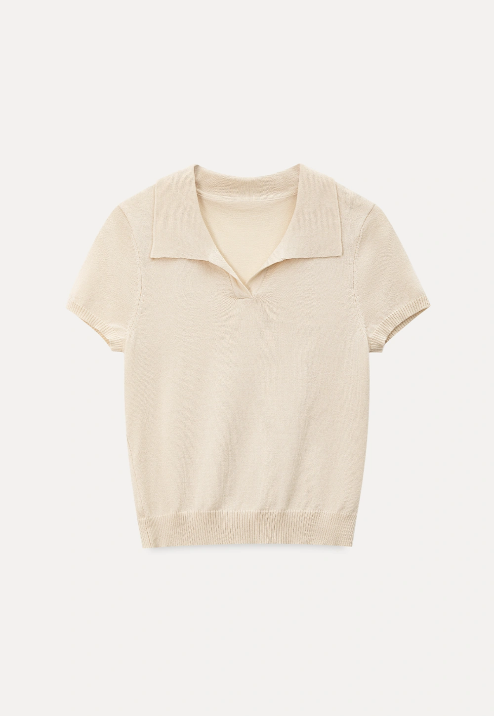 Polo Collar Short Sleeve Knit Sweater