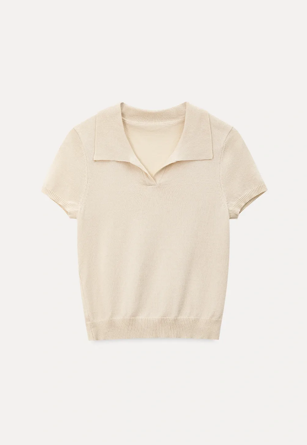 Polo Collar Short Sleeve Knit Sweater