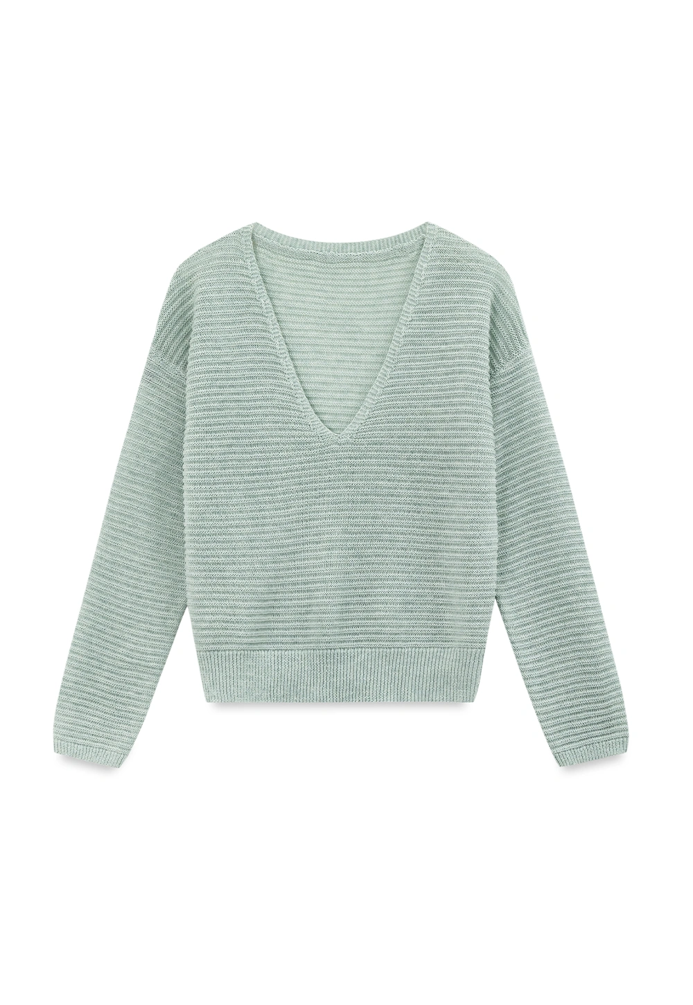 Ladies V‑Neck Knitted Pullover and White Cami Set