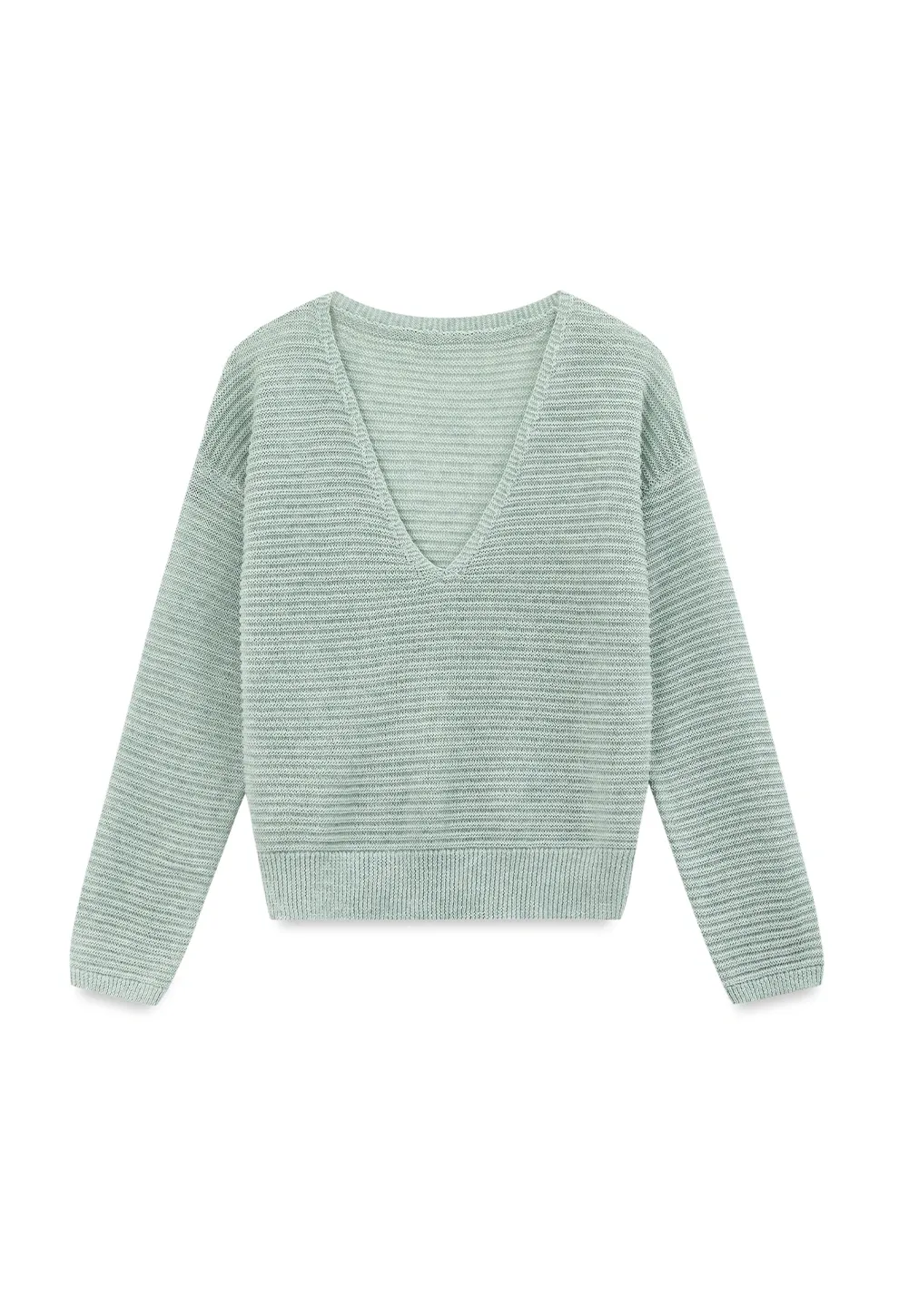 Ladies V‑Neck Knitted Pullover and White Cami Set