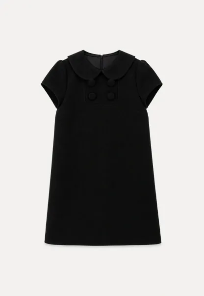 Peter Pan Collar Double Breasted Knit Dress