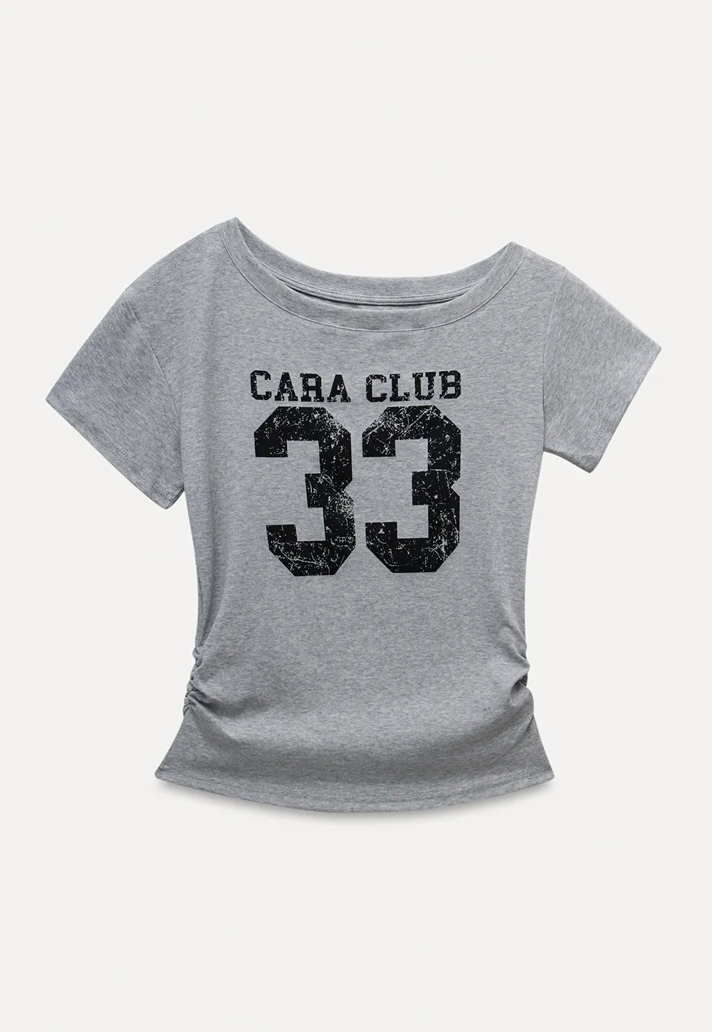 Graphic Off-Shoulder Ruched Tee