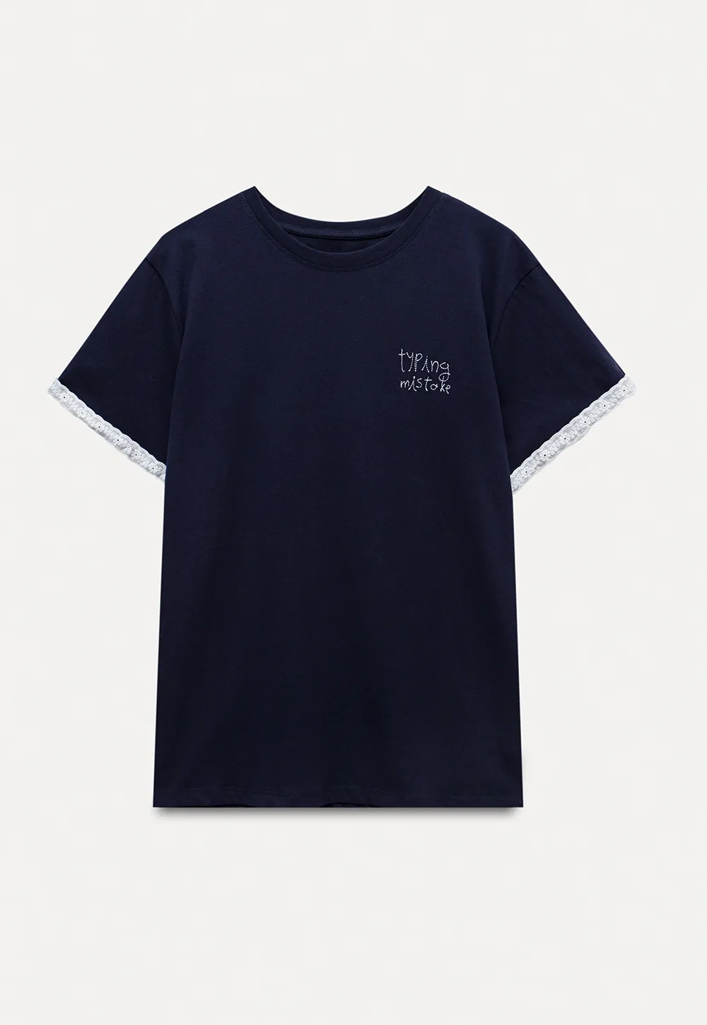 Women’s Typing Mistake Graphic T-Shirt with Lace Trim