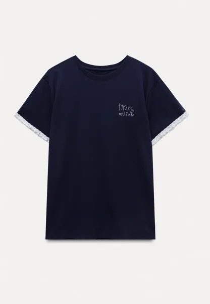 Women’s Typing Mistake Graphic T-Shirt with Lace Trim