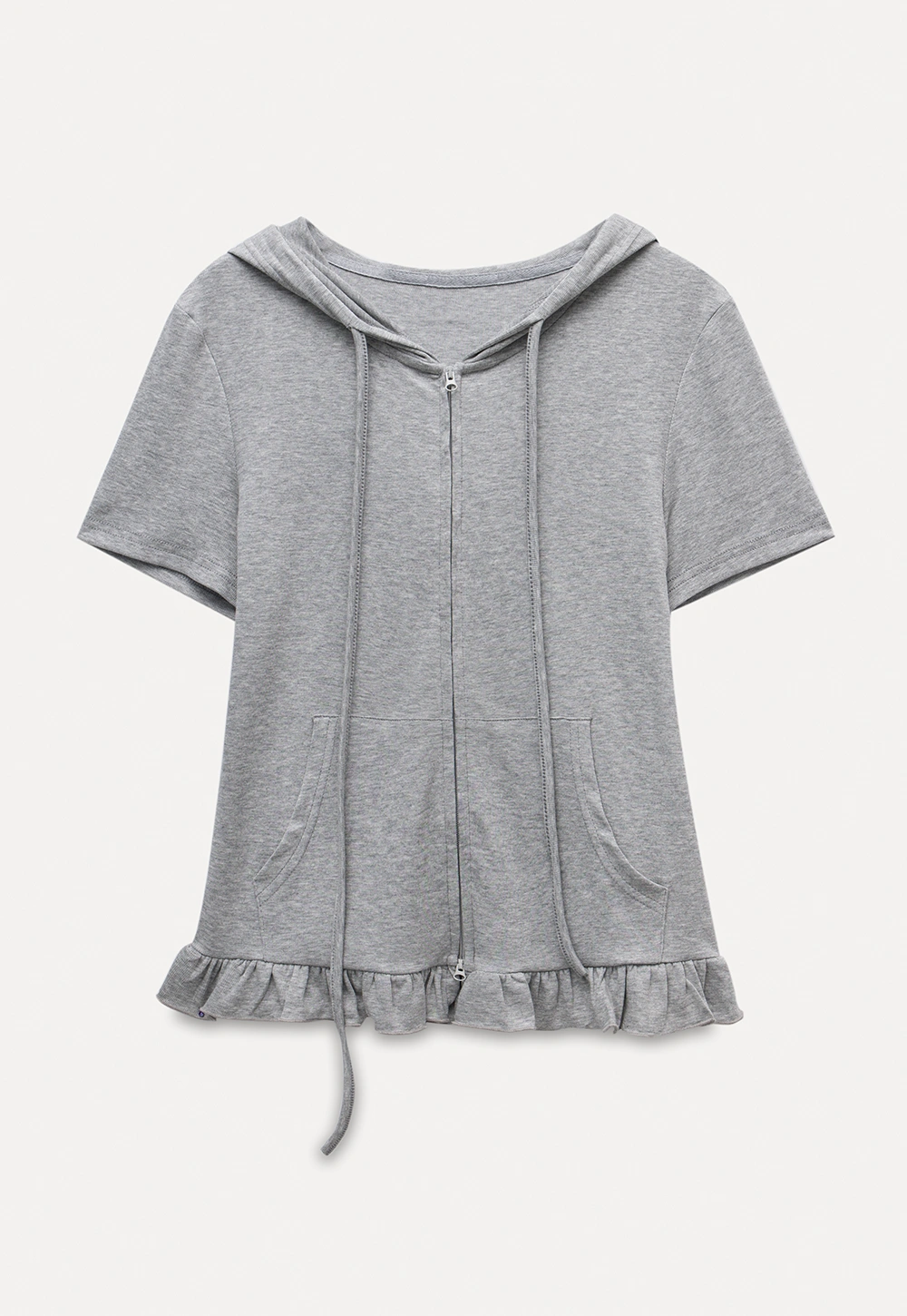 Women’s Zip-up Hoodie with Ruffled Hem