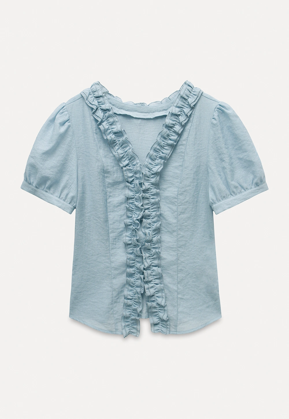 Women’s Ruffled V-neck Short Sleeve Blouse