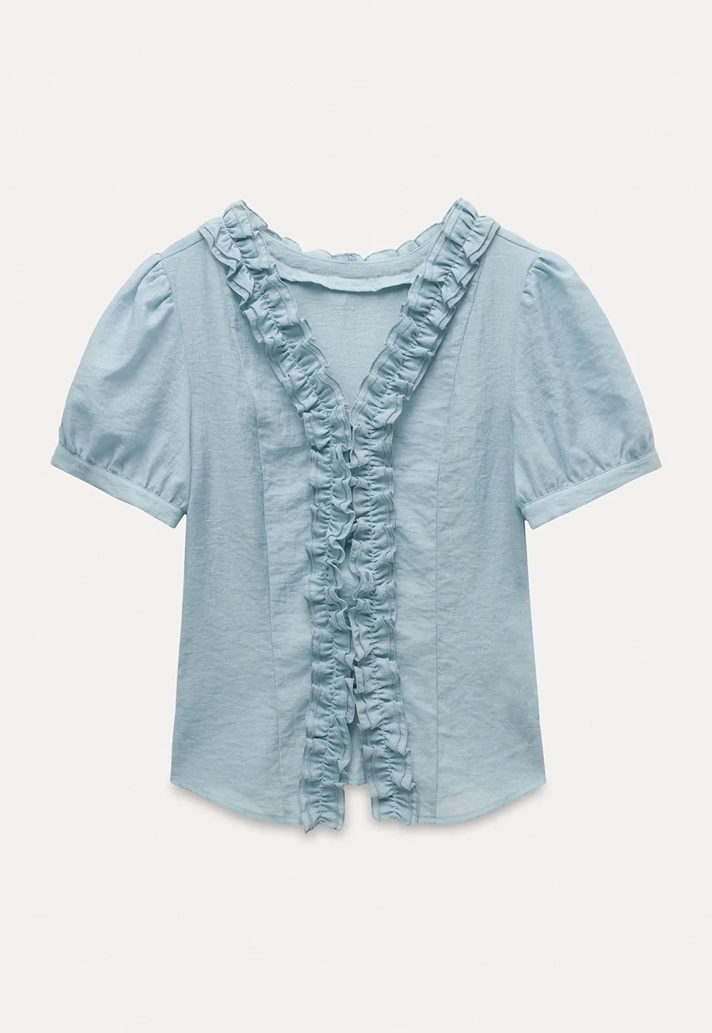 Women’s Ruffled V-neck Short Sleeve Blouse