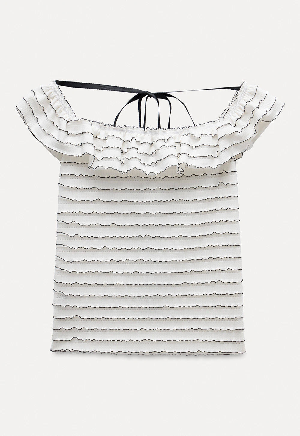 Women’s Off Shoulder Ruffle Trim Knit Top