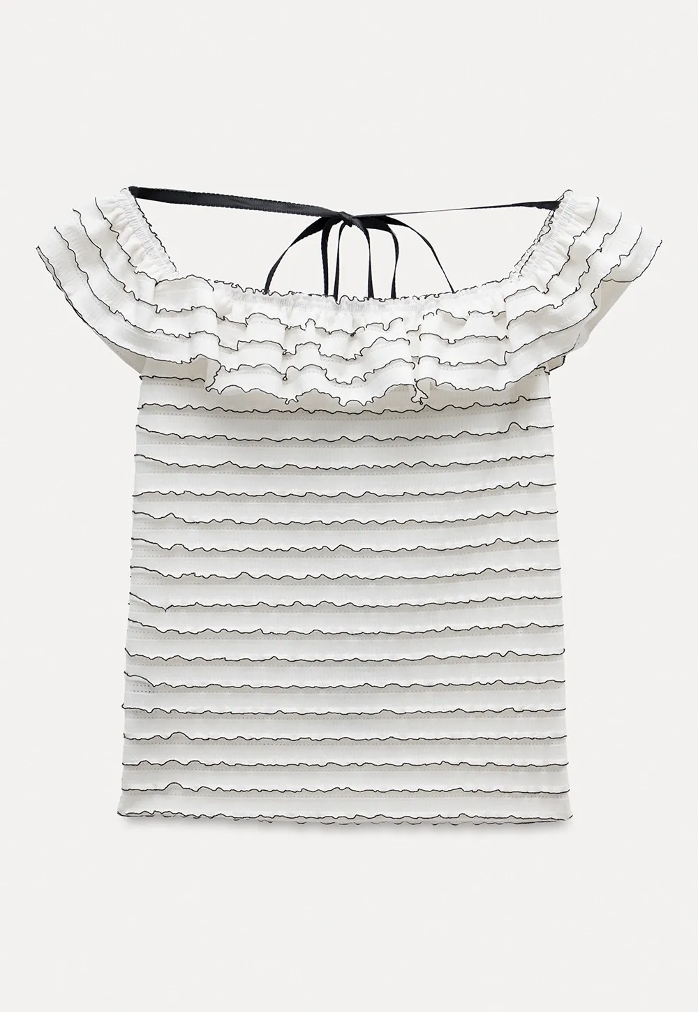 Women’s Off Shoulder Ruffle Trim Knit Top