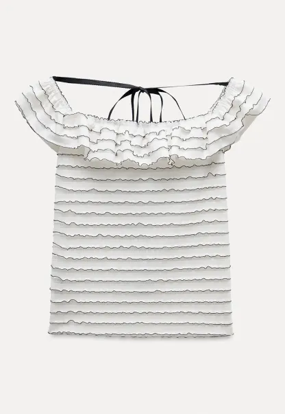 Women’s Off Shoulder Ruffle Trim Knit Top