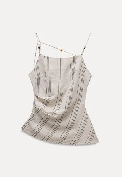 Women’s Striped Beaded Strap Cami Top