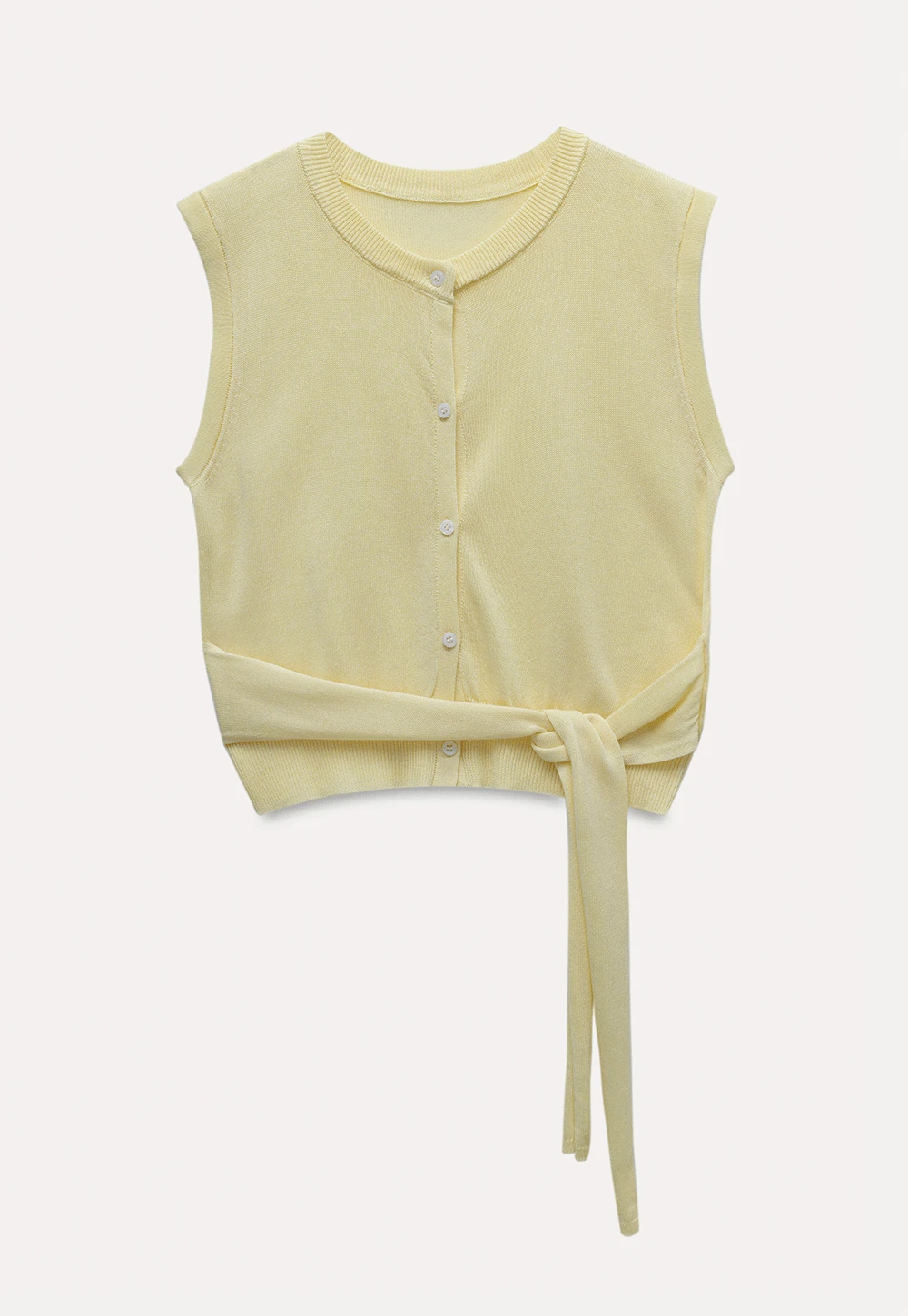 Women's Sleeveless Knit Top with Waist Tie