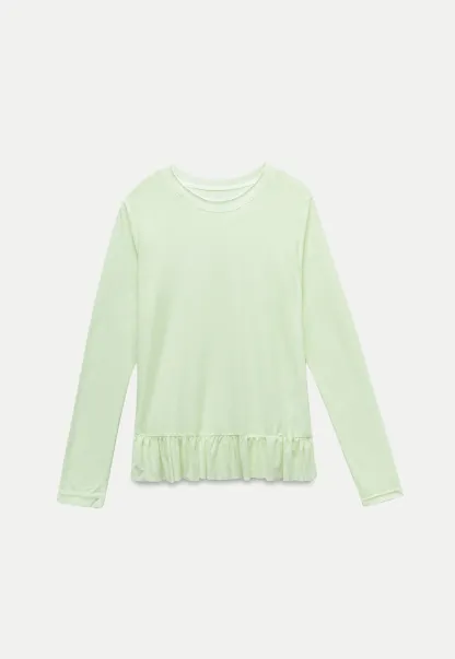 Long-Sleeve Peplum Hem T-Shirt