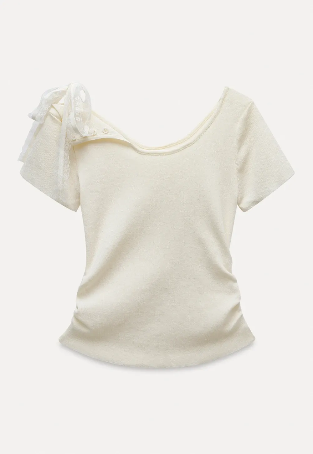 One Shoulder Lace Bow Knit Top