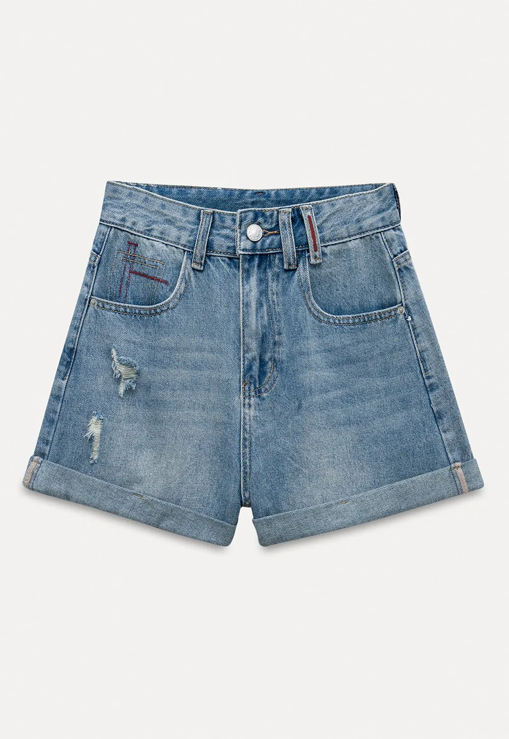 Women’s High‑Waist Ripped Denim Shorts