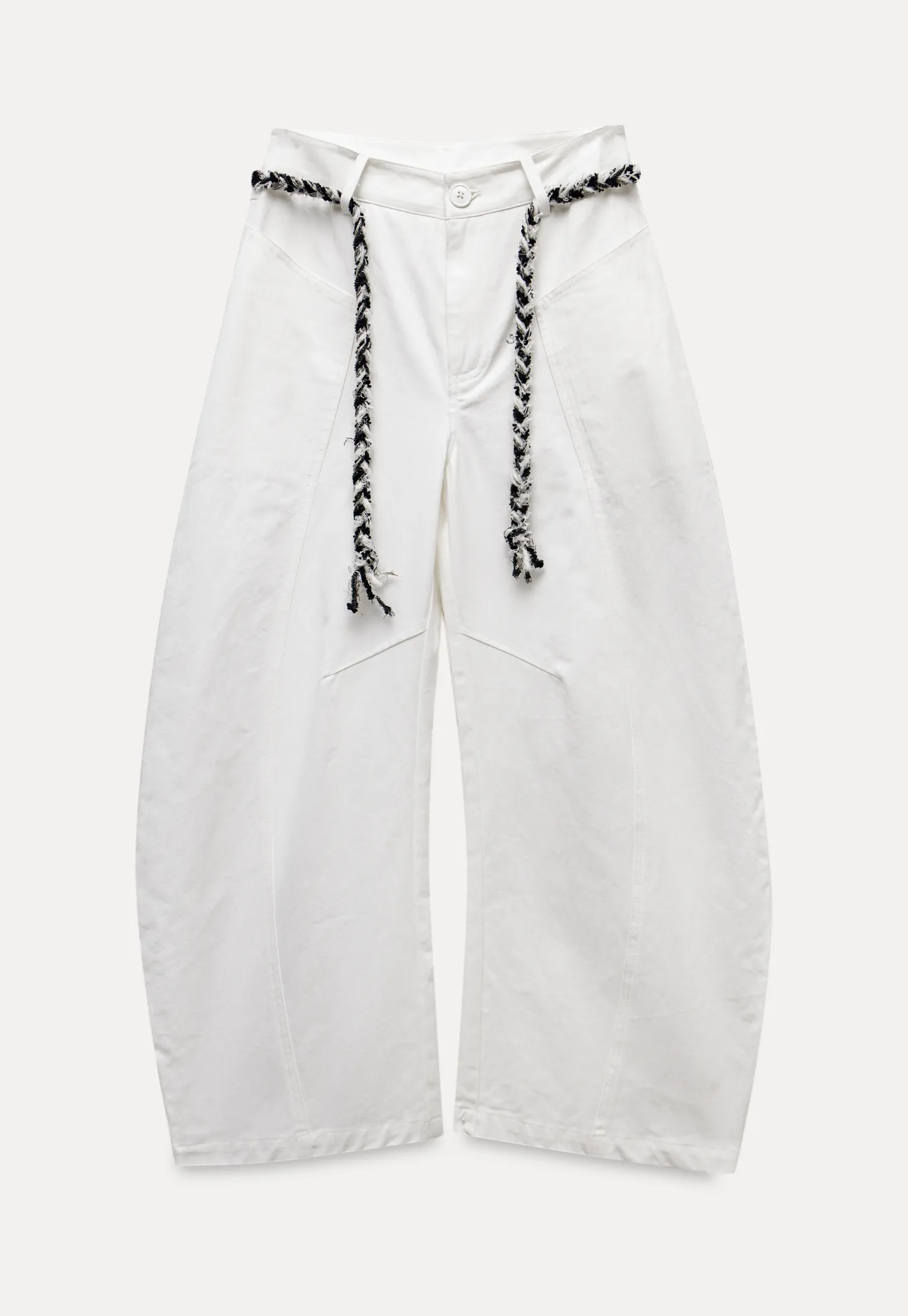 Wide-Leg Trousers with Braided Drawstring Detail