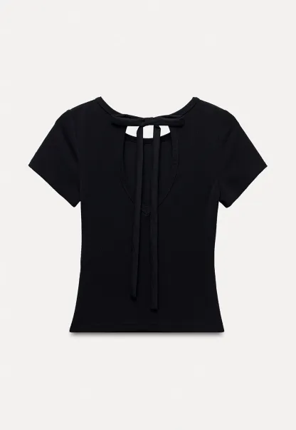 Women’s Backless Tie Short Sleeve Top
