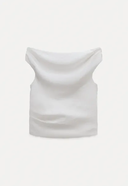 Off-Shoulder Fold-over Top + Pleated Tie-Waist Trousers