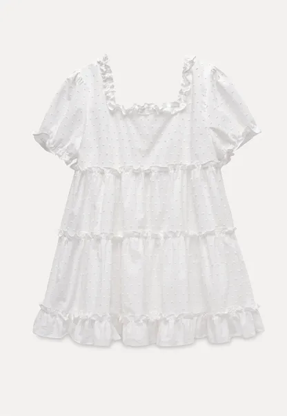 Women’s Square Neck Ruffle Babydoll Blouse