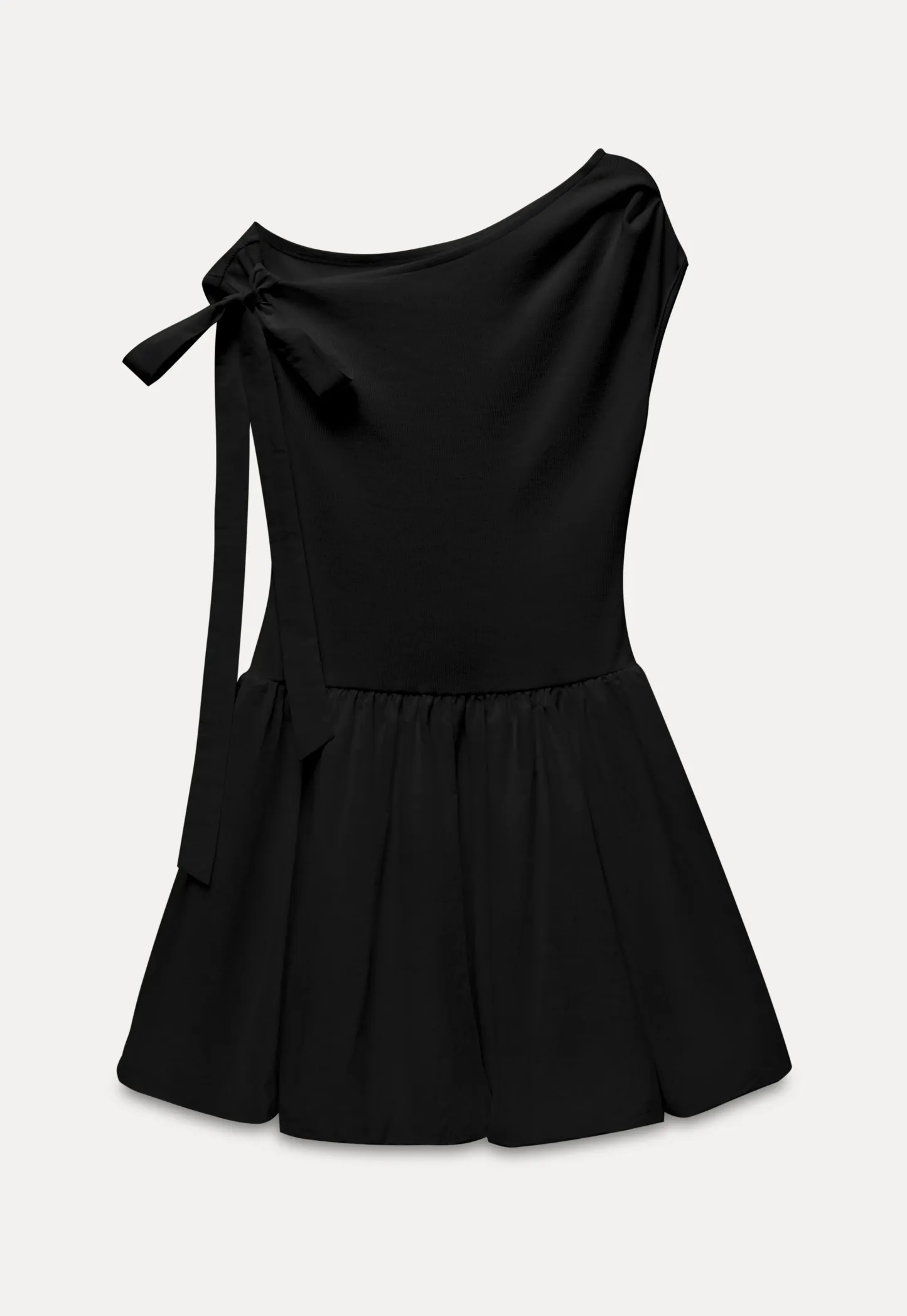 Women One-Shoulder Bow Tie Mini Dress
