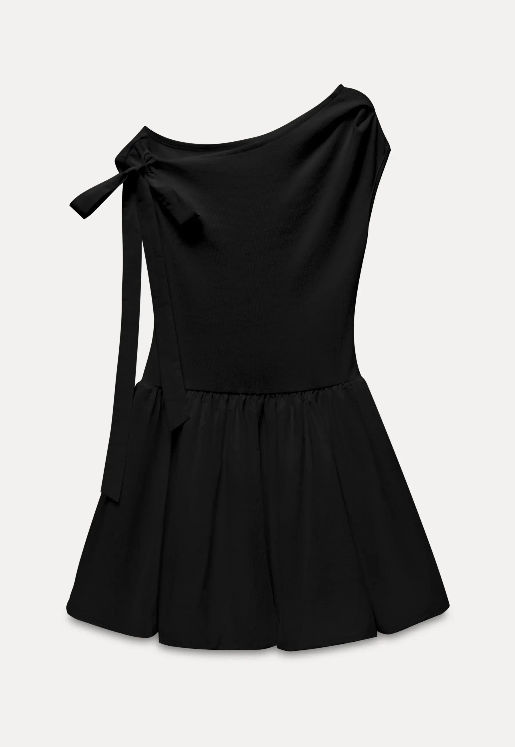 Women One-Shoulder Bow Tie Mini Dress