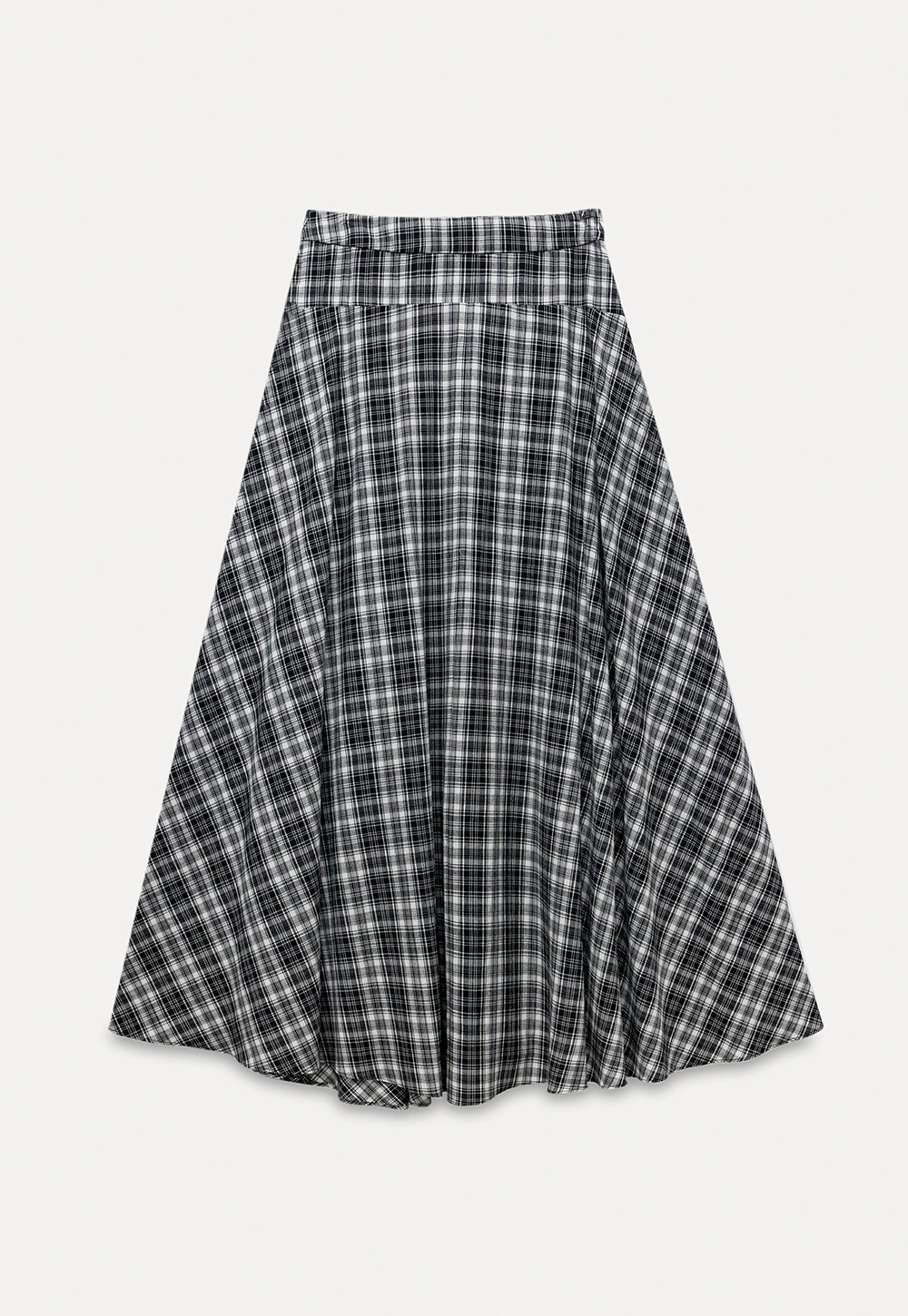 High Waist Tartan Flared Skirt Vintage Style