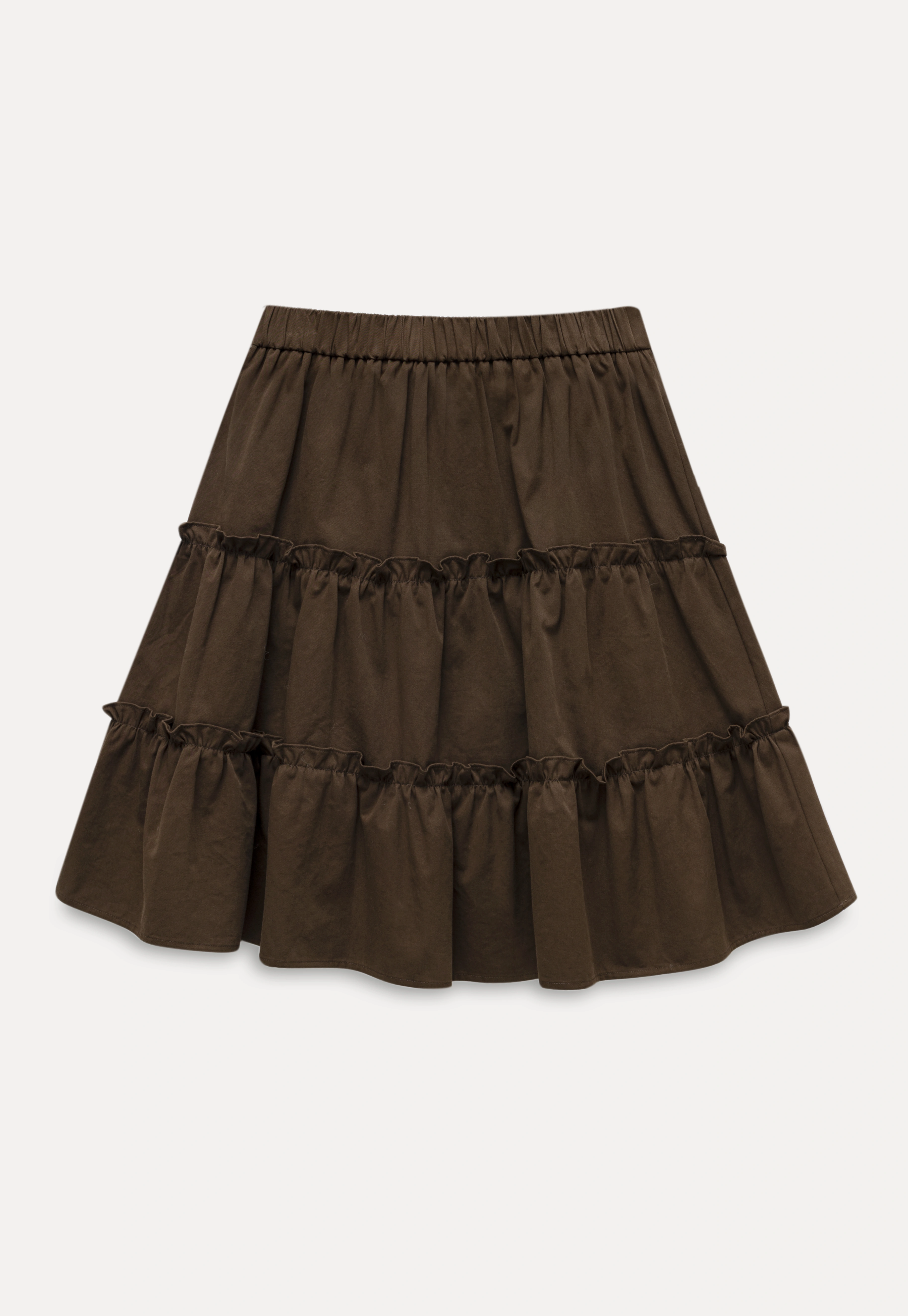 Casual Flared Midi Skirt with Layered Ruffle Detail