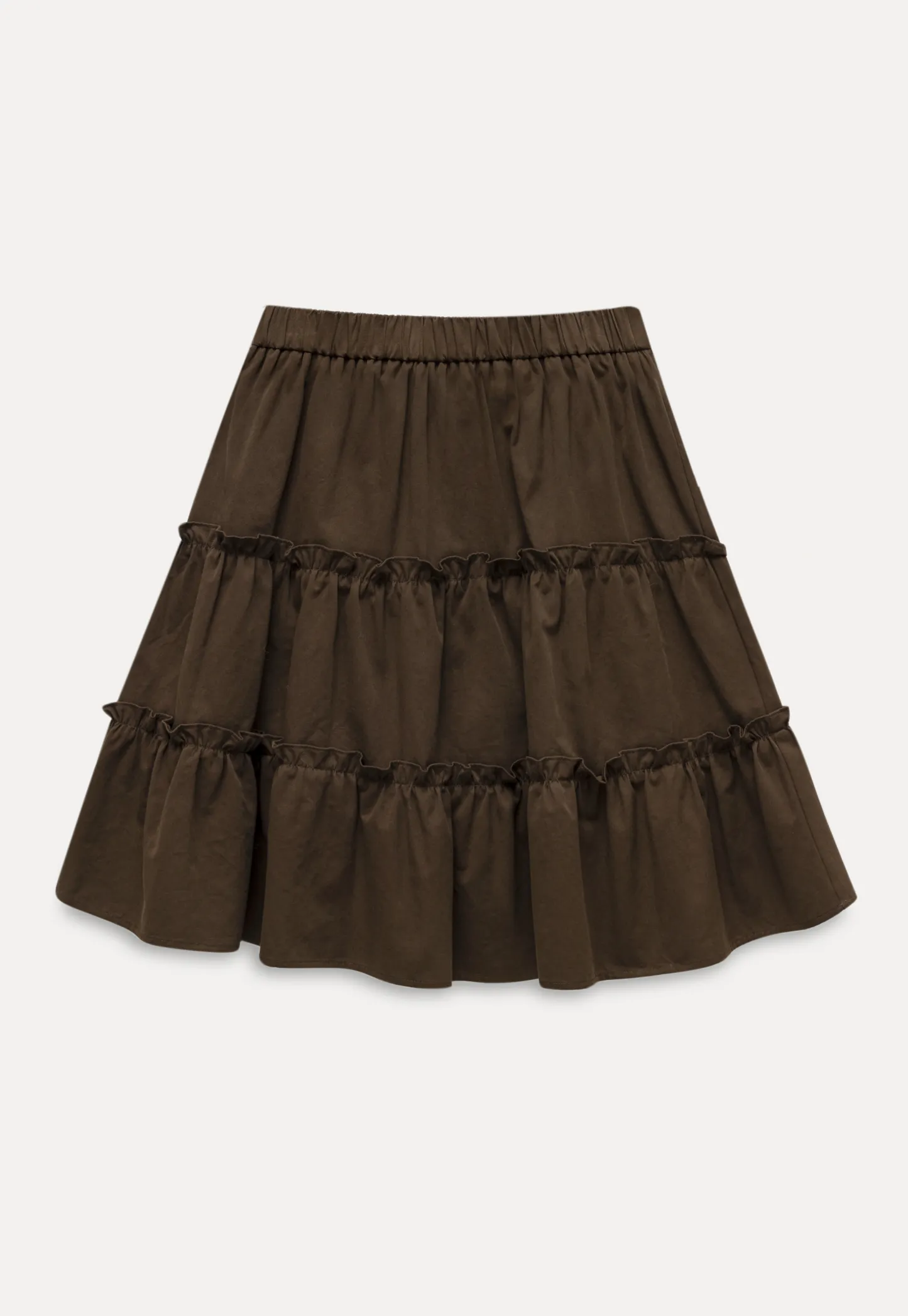 Casual Flared Midi Skirt with Layered Ruffle Detail