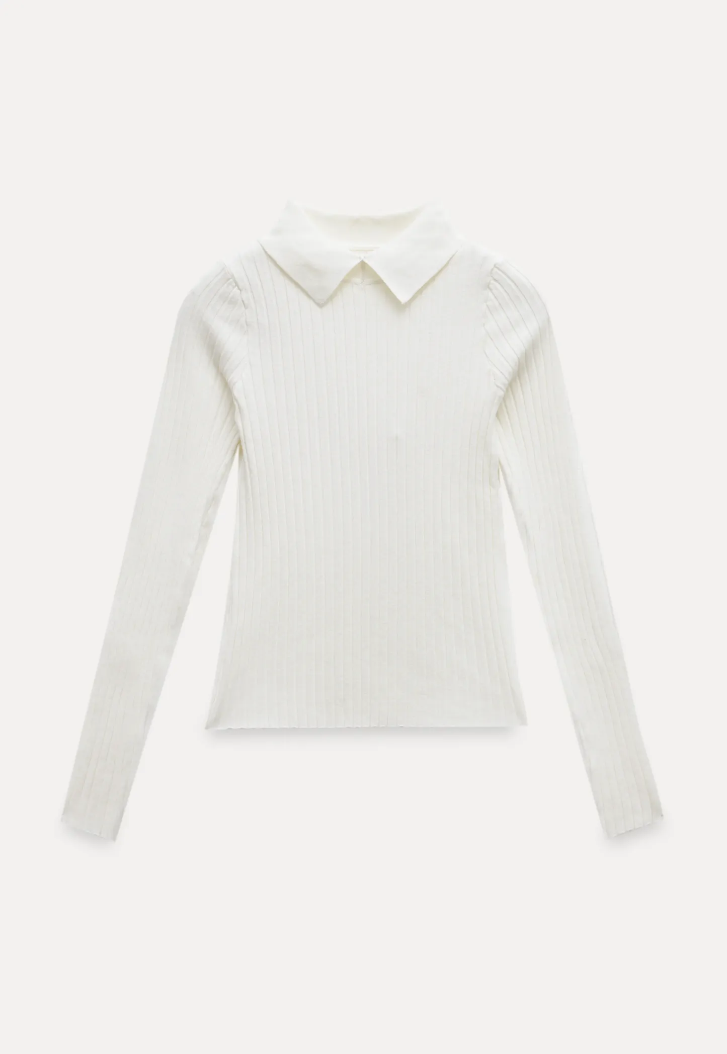 Women Classic Ribbed Knit Polo Long Sleeve