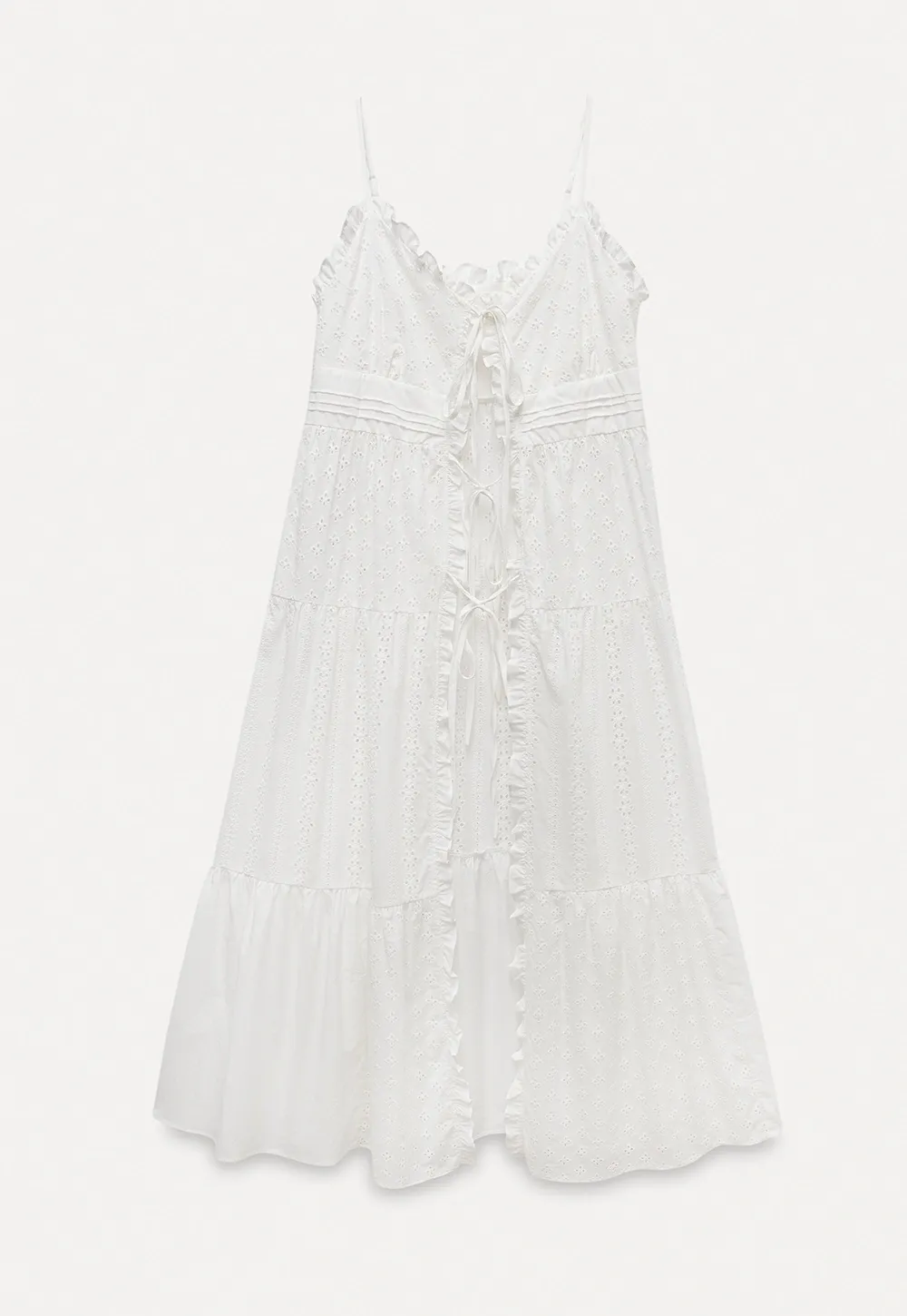 Women’s Eyelet Lace V Neck Midi Dress