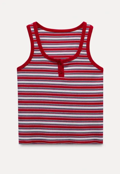 Women’s Striped Ribbed Henley Tank