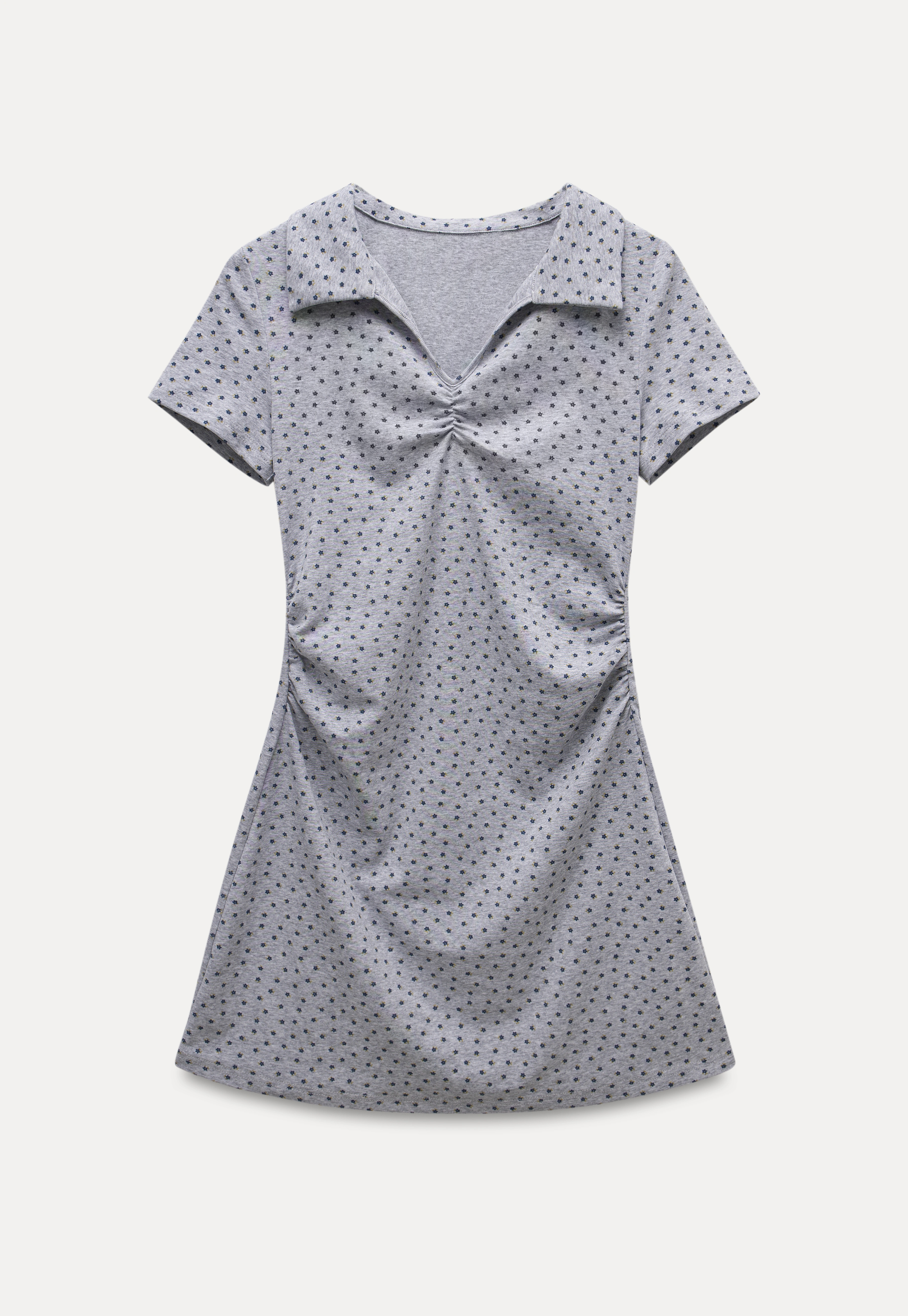 Collared Ruched Mini Dress
