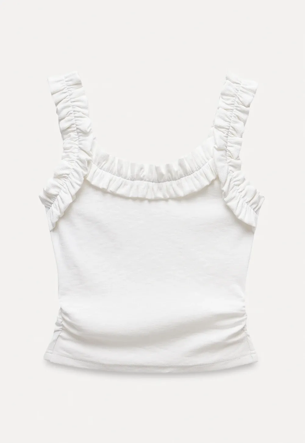 Ruffle Strap Fitted Tank Top