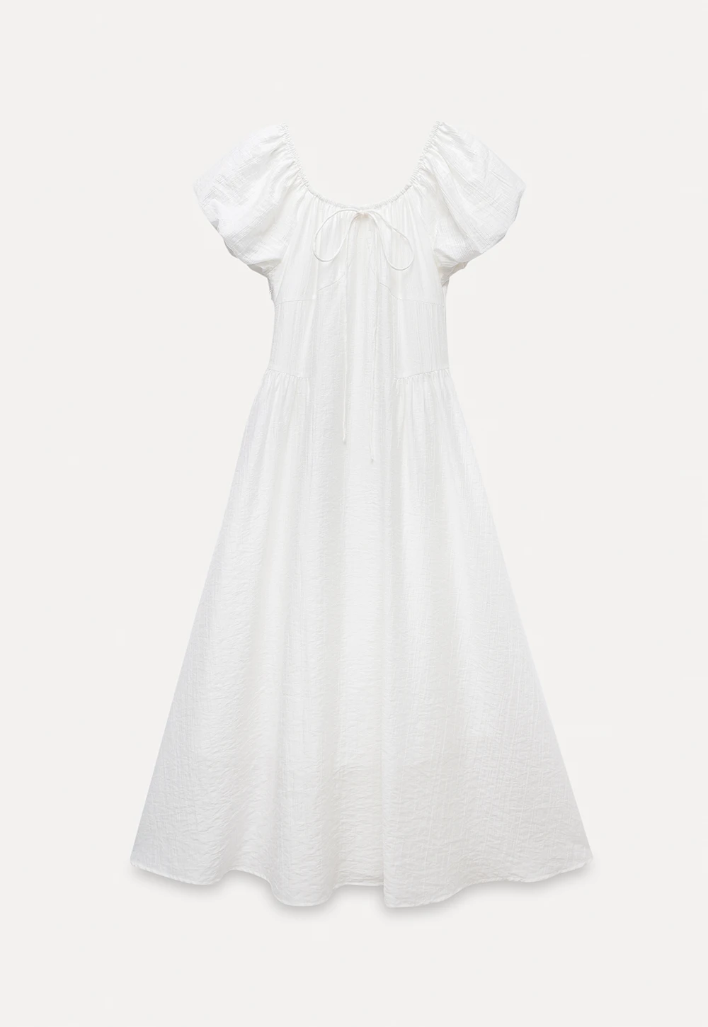 White Puff Sleeve Cottagecore Midi Dress