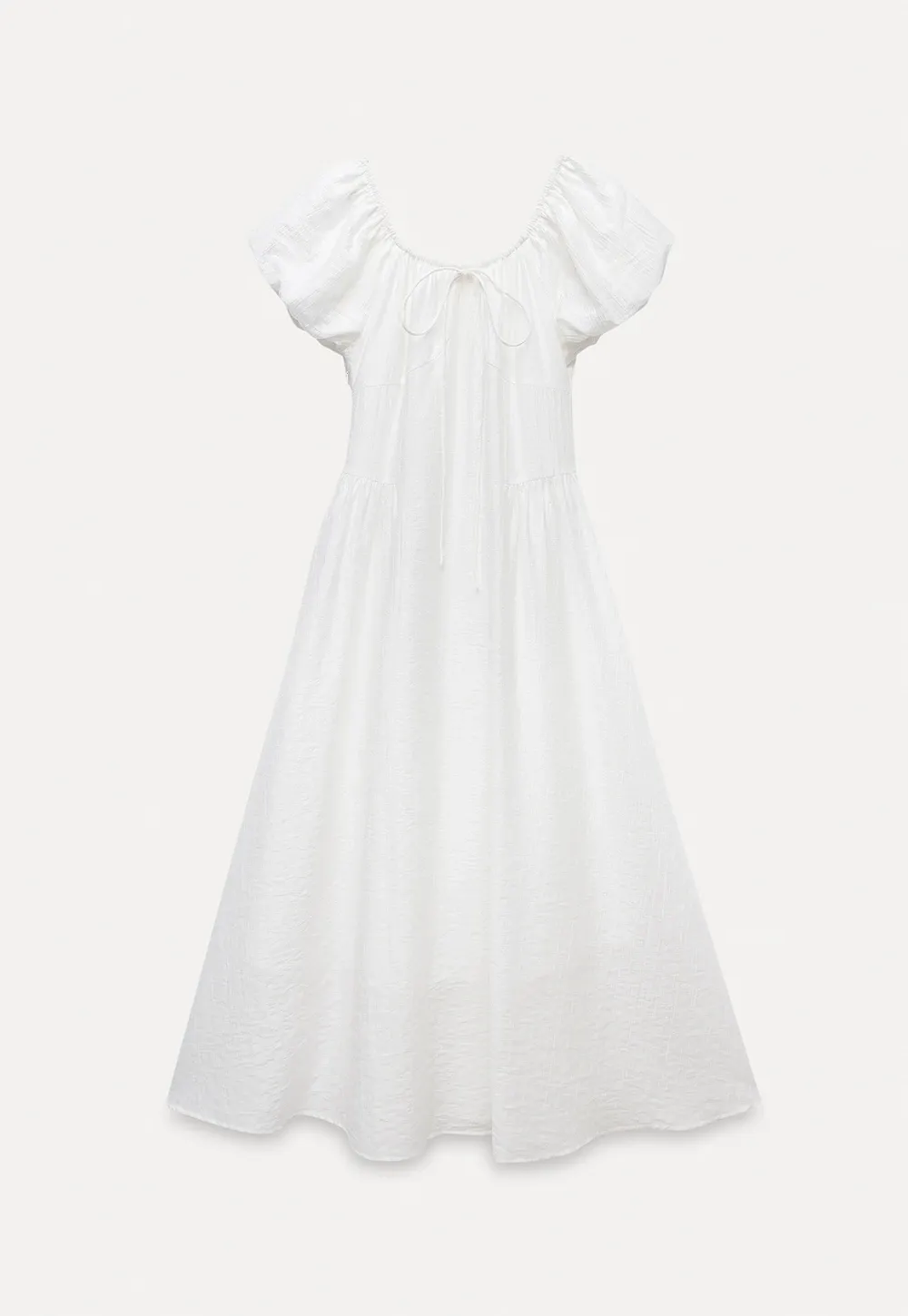 White Puff Sleeve Cottagecore Midi Dress