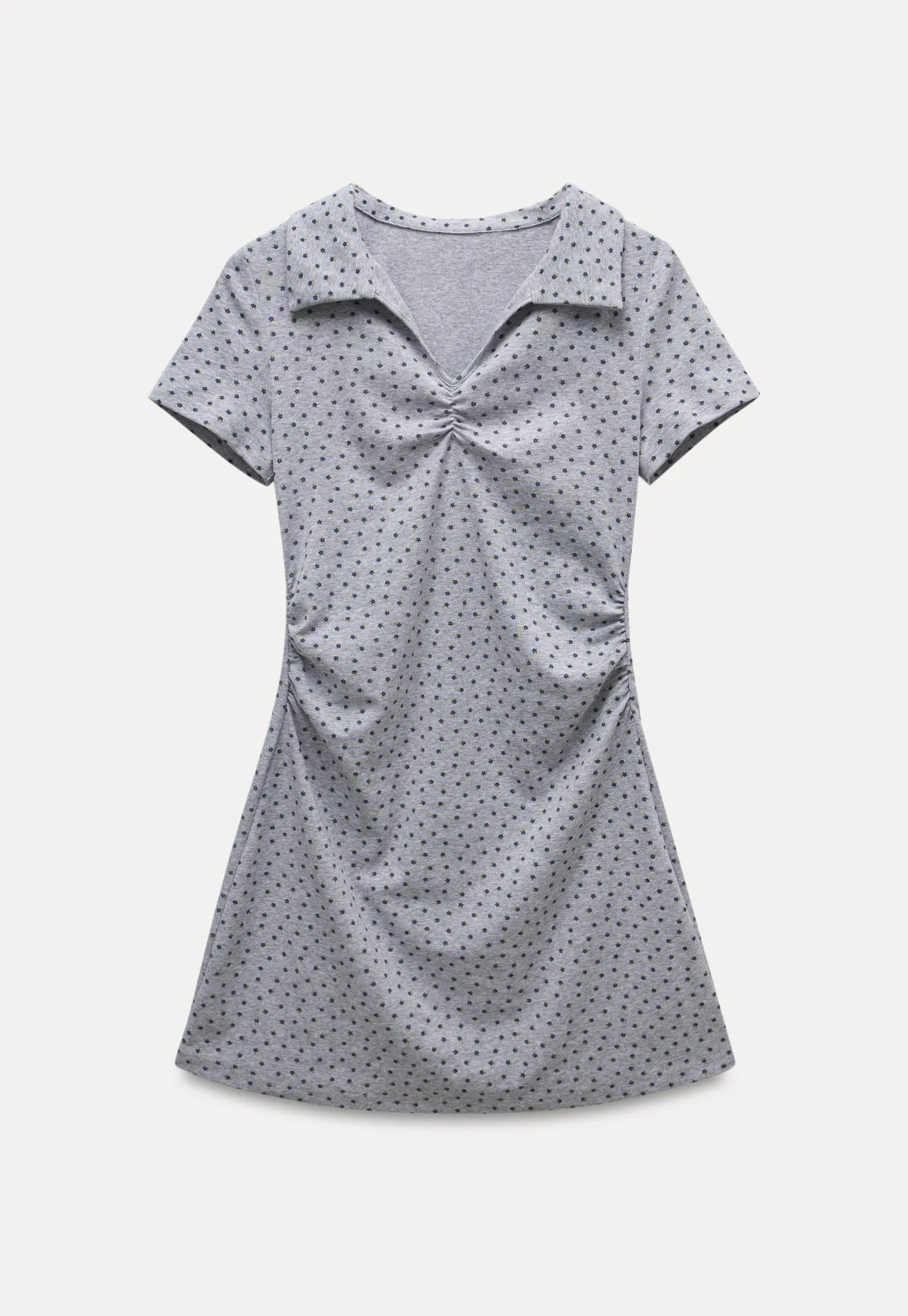 Collared Ruched Mini Dress