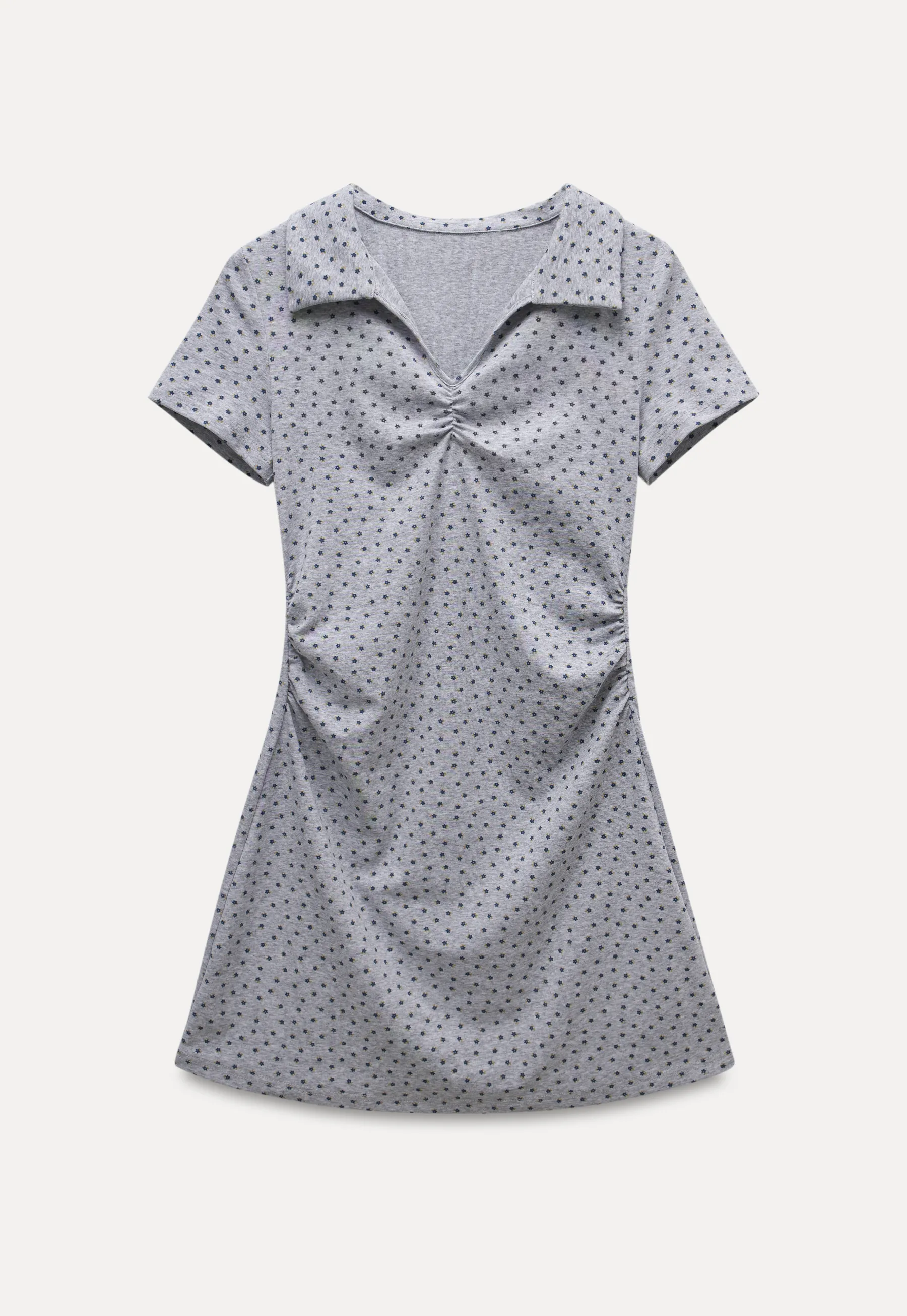 Collared Ruched Mini Dress