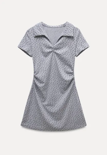 Collared Ruched Mini Dress