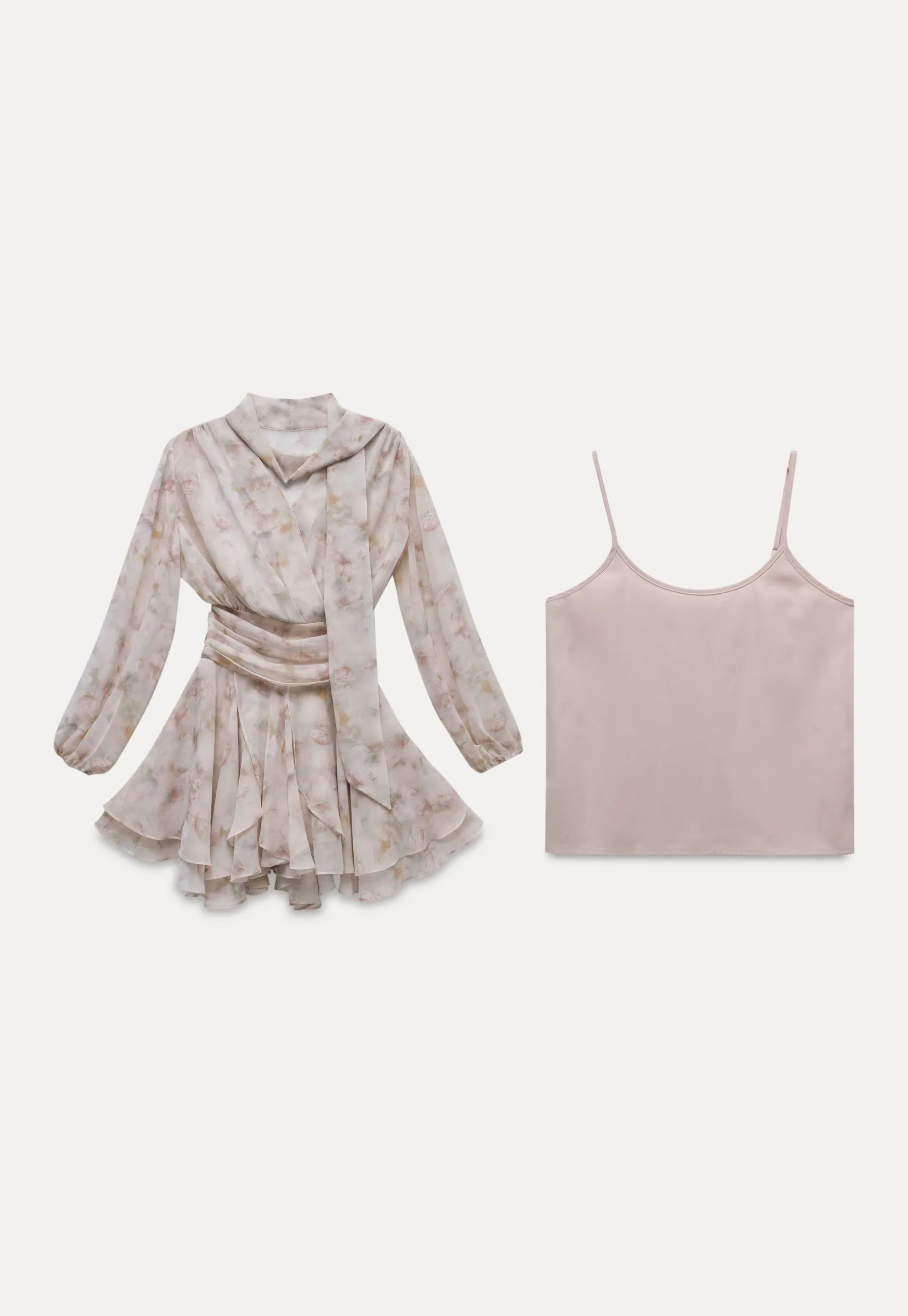 Romantic Floral Layered Dress with Belted Waist